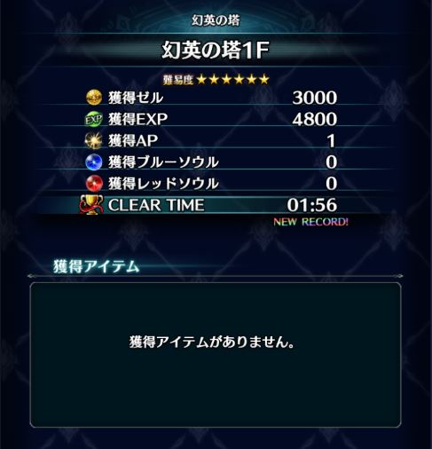 幻英の塔1階攻略時のゼルとEXP